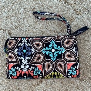 Vera Bradley Black Multicolor Printed Wristlet Wallet